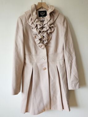 RW&CO. Ruffle-Front Trench Coat in Light Blush